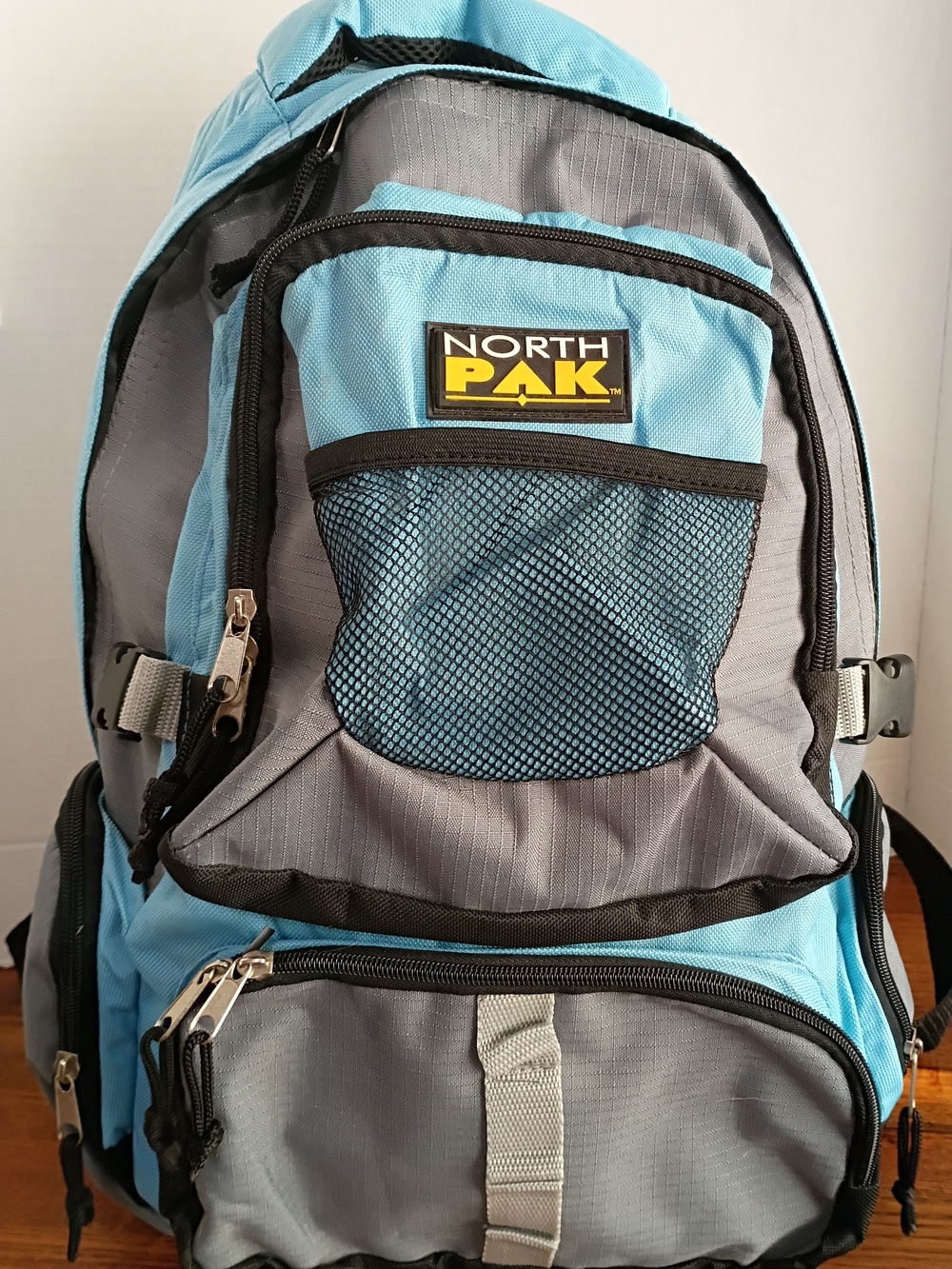 Men's Blue and Gray North Pak Backpack Hiking, School, Vacation, Athletic